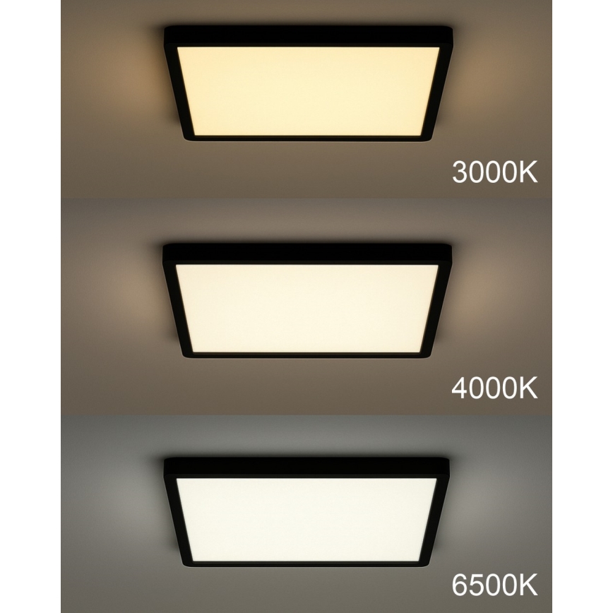 LED Stropní svítidlo LED/24W/230V 3000/4000/6500K 30x30 cm černá